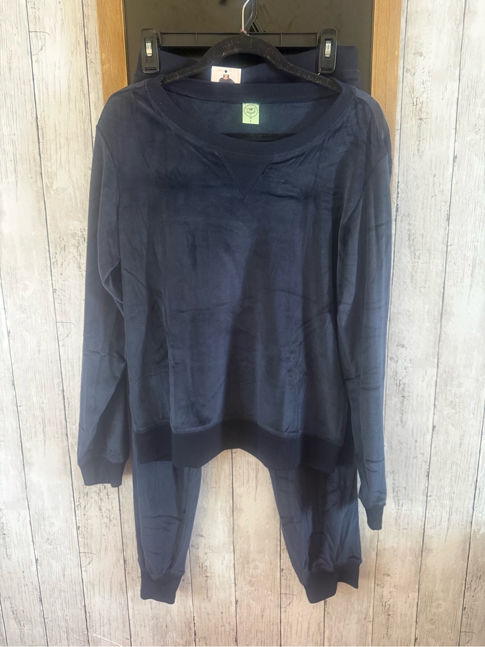 Women’s NWT Honeydew 2 Piece velour fleece Navy blue lounge set Size L